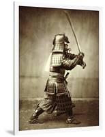 Samurai with Raised Sword, circa 1860-Felice Beato-Framed Giclee Print