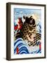 Samurai Wrestling Giant Koi-null-Framed Giclee Print