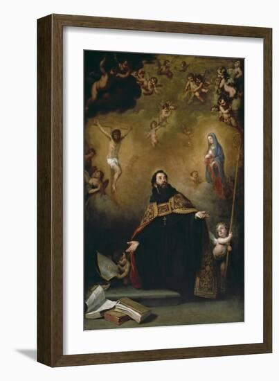 San Agustín entre Cristo y la Virgen, 1663-1664-Bartolomé Esteban Murillo-Framed Giclee Print