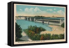 San Antonio Bridge and Fort Geronimo, San Juan, 1909-null-Framed Stretched Canvas