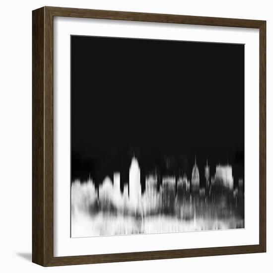 San Antonio City Skyline - White-NaxArt-Framed Art Print