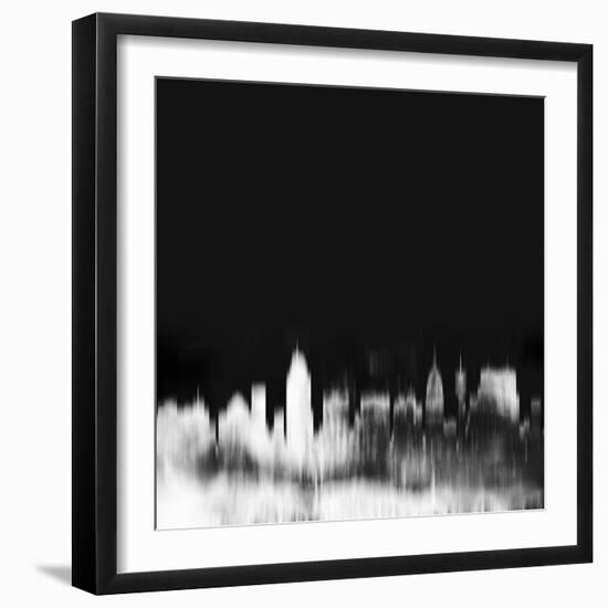 San Antonio City Skyline - White-NaxArt-Framed Art Print