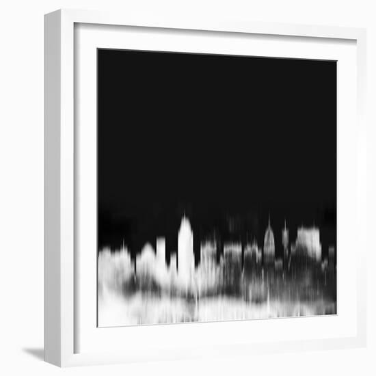 San Antonio City Skyline - White-NaxArt-Framed Art Print