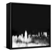 San Antonio City Skyline - White-NaxArt-Framed Stretched Canvas