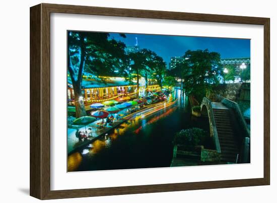 San Antonio River Walk at night, River San Antonio, San Antonio, Texas, USA-null-Framed Photographic Print