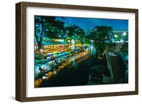 San Antonio River Walk at night, River San Antonio, San Antonio, Texas, USA-null-Framed Photographic Print