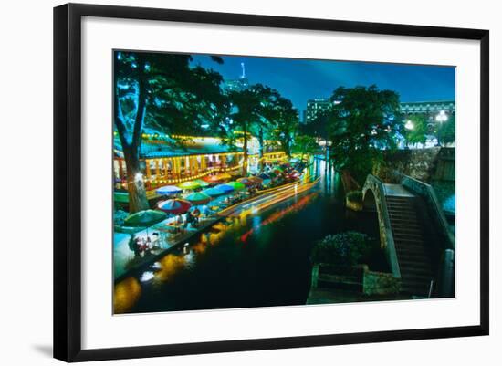 San Antonio River Walk at night, River San Antonio, San Antonio, Texas, USA-null-Framed Photographic Print