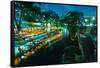 San Antonio River Walk at night, River San Antonio, San Antonio, Texas, USA-null-Framed Stretched Canvas