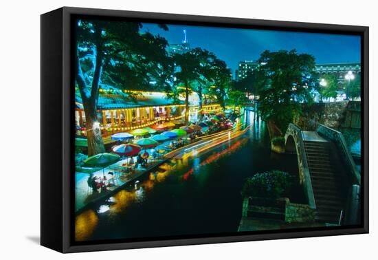 San Antonio River Walk at night, River San Antonio, San Antonio, Texas, USA-null-Framed Stretched Canvas