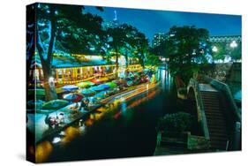 San Antonio River Walk at night, River San Antonio, San Antonio, Texas, USA-null-Stretched Canvas