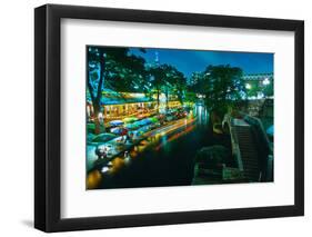 San Antonio River Walk at night, River San Antonio, San Antonio, Texas, USA-null-Framed Photographic Print