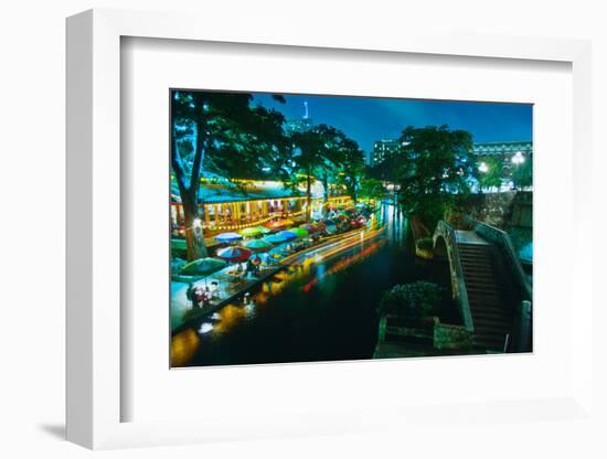 San Antonio River Walk at night, River San Antonio, San Antonio, Texas, USA-null-Framed Photographic Print