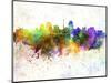 San Antonio Skyline in Watercolor Background-paulrommer-Mounted Art Print