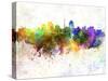 San Antonio Skyline in Watercolor Background-paulrommer-Stretched Canvas