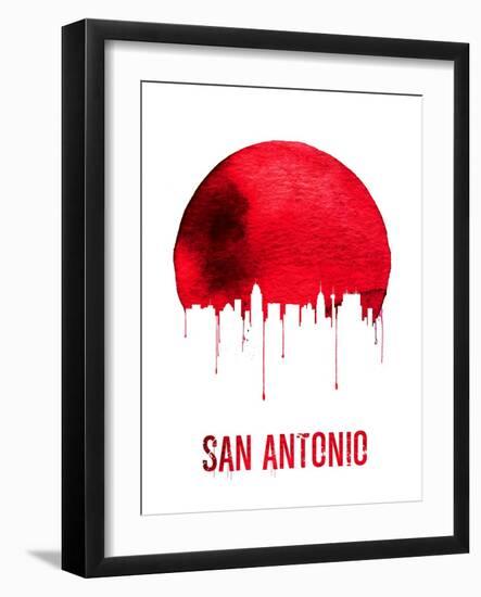 San Antonio Skyline Red-null-Framed Art Print