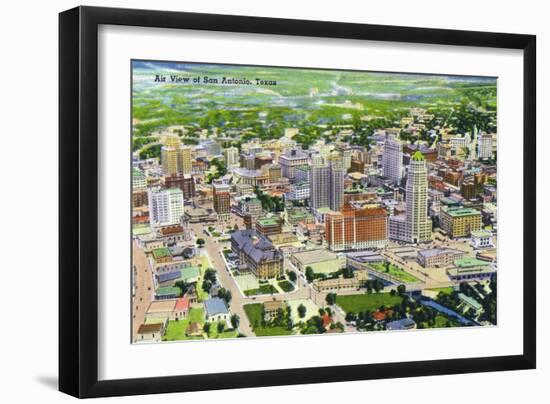 San Antonio, Texas - Aerial View of the City, c.1945-Lantern Press-Framed Art Print