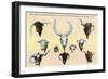 San Antonio, Texas - Buckhorn Curio Museum, Freak Cattle Horns, Double-Headed Calf, c.1937-Lantern Press-Framed Art Print