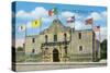 San Antonio, Texas - Exterior View of the Alamo under Six Different Flags, c.1940-Lantern Press-Stretched Canvas