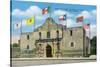 San Antonio, Texas - Exterior View of the Alamo under Six Different Flags, c.1940-Lantern Press-Stretched Canvas