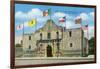 San Antonio, Texas - Exterior View of the Alamo under Six Different Flags, c.1940-Lantern Press-Framed Art Print