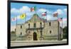 San Antonio, Texas - Exterior View of the Alamo under Six Different Flags, c.1940-Lantern Press-Framed Art Print