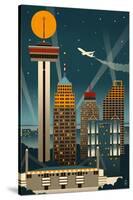 San Antonio, Texas - Retro Skyline (no text)-Lantern Press-Stretched Canvas