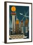 San Antonio, Texas - Retro Skyline (no text)-Lantern Press-Framed Art Print