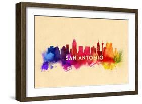 San Antonio, Texas - Skyline Abstract-Lantern Press-Framed Art Print