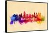 San Antonio, Texas - Skyline Abstract-Lantern Press-Framed Stretched Canvas