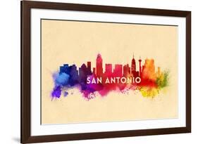 San Antonio, Texas - Skyline Abstract-Lantern Press-Framed Art Print