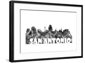 San Antonio Texas Skyline BG 2-Marlene Watson-Framed Giclee Print