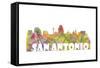 San Antonio Texas Skyline Mclr 2-Marlene Watson-Framed Stretched Canvas
