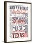 San Antonio, Texas - Typography-Lantern Press-Framed Art Print