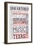 San Antonio, Texas - Typography-Lantern Press-Framed Art Print