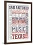 San Antonio, Texas - Typography-Lantern Press-Framed Art Print