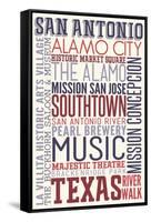 San Antonio, Texas - Typography-Lantern Press-Framed Stretched Canvas