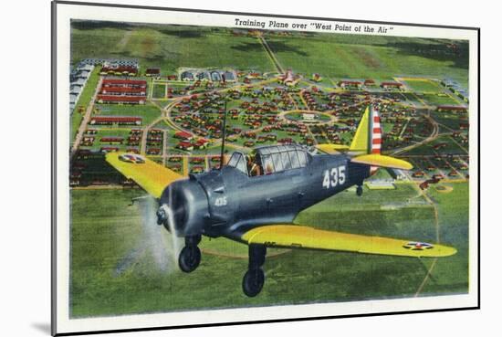 San Antonio, Texas - View of a Training Plane over "West Point of the Air;" Randolph Field, c.1944-Lantern Press-Mounted Art Print