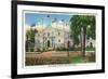 San Antonio, Tx - Exterior View of the Alamo, French, Spanish, Us, Republic, Mexican Flags, c.1944-Lantern Press-Framed Art Print