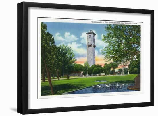 San Antonio, Tx - Exterior View of the Clock Tower from the Fort Sam Houston Quadrangle, c.1944-Lantern Press-Framed Art Print