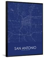 San Antonio, United States of America Blue Map-null-Framed Poster
