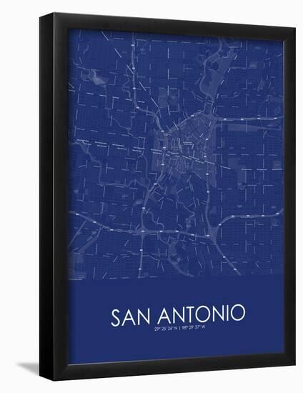 San Antonio, United States of America Blue Map-null-Framed Poster