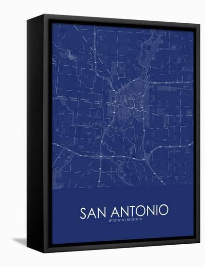 San Antonio, United States of America Blue Map-null-Framed Stretched Canvas