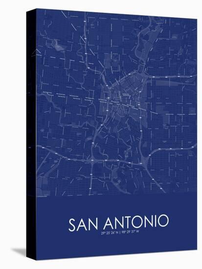 San Antonio, United States of America Blue Map-null-Stretched Canvas