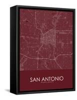 San Antonio, United States of America Red Map-null-Framed Stretched Canvas