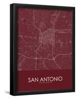 San Antonio, United States of America Red Map-null-Framed Poster