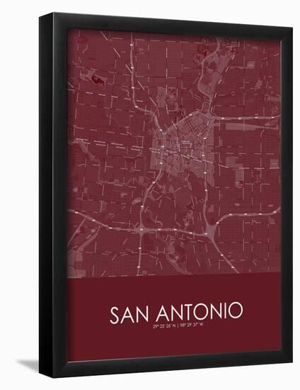 San Antonio, United States of America Red Map-null-Framed Poster