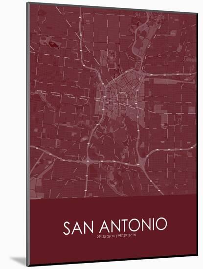 San Antonio, United States of America Red Map-null-Mounted Poster