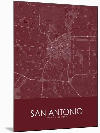 San Antonio, United States of America Red Map-null-Mounted Poster