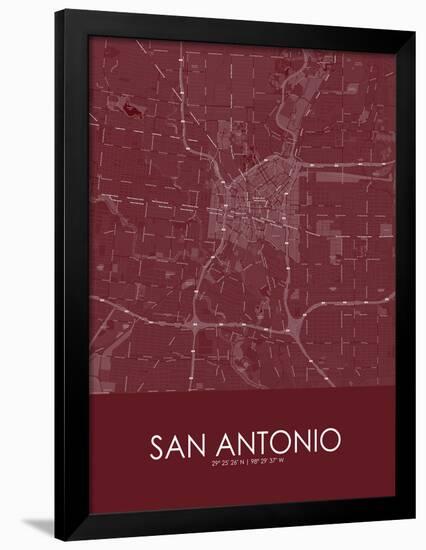 San Antonio, United States of America Red Map-null-Framed Poster