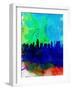 San Antonio Watercolor Skyline-NaxArt-Framed Art Print